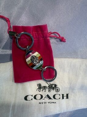 COACH Legacy Stripe Valet Key Ring Keychain